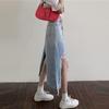 Рваная джинсовая юбка неправильной формы для женщин, юбка средней длины с разрезом в стиле ретро, ​​высокая талия, большой размер, женская одежда, уличный стиль