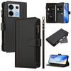 Кожаный чехол для Xiaomi Poco X6 5G/Xiaomi Redmi Note 13 Pro 5G, 9 отделений для карт, кошелек на молнии, подставка, чехол для телефона с ремешком на запястье