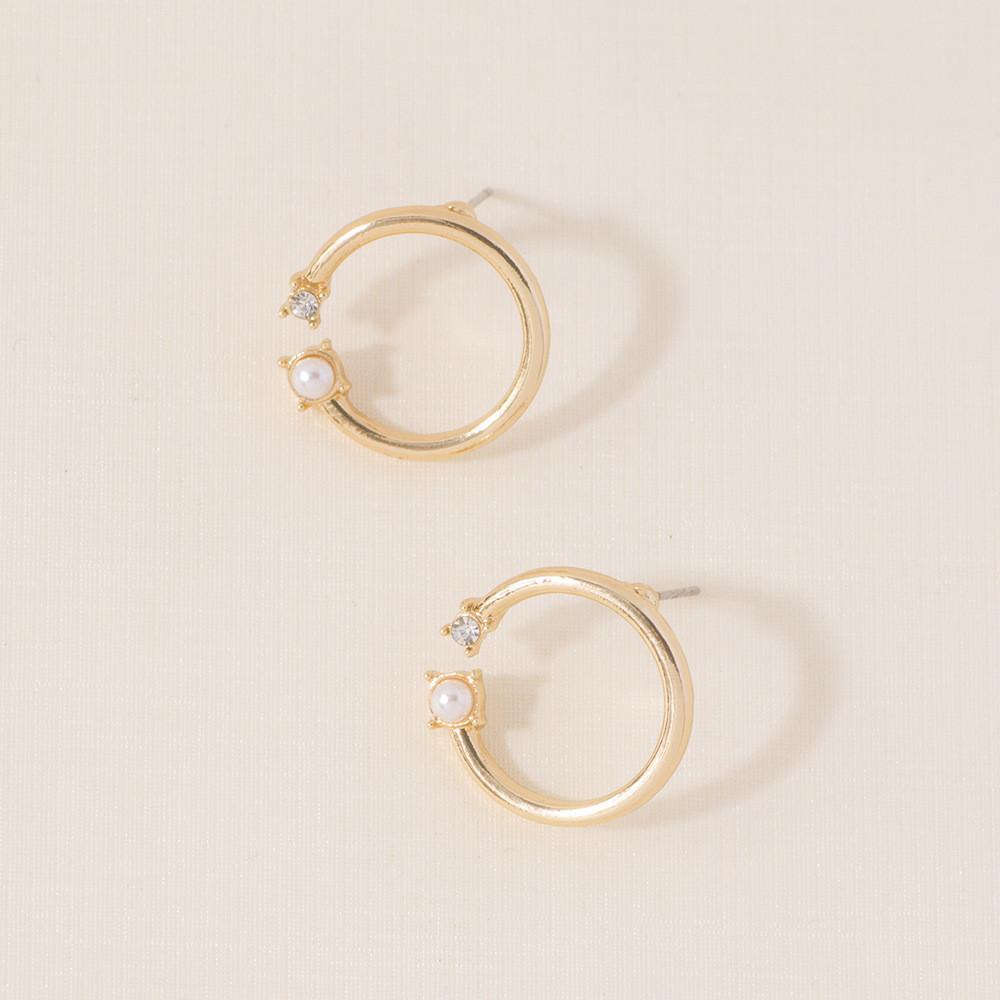 Pearl Round Classy Stud Earrings Alloy Material Trendy Jewelry