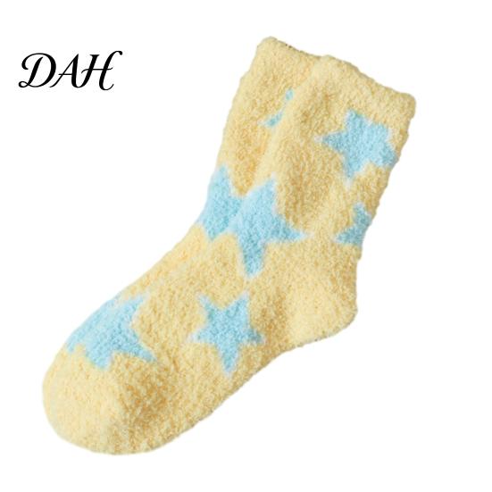 Soft Plush Thermal Footwear Coral Fleece Socks for Women, Crew with Non-Binding Anti Irritation Home Top, Fuzzy Sleep Cute Prints Autumn Winter