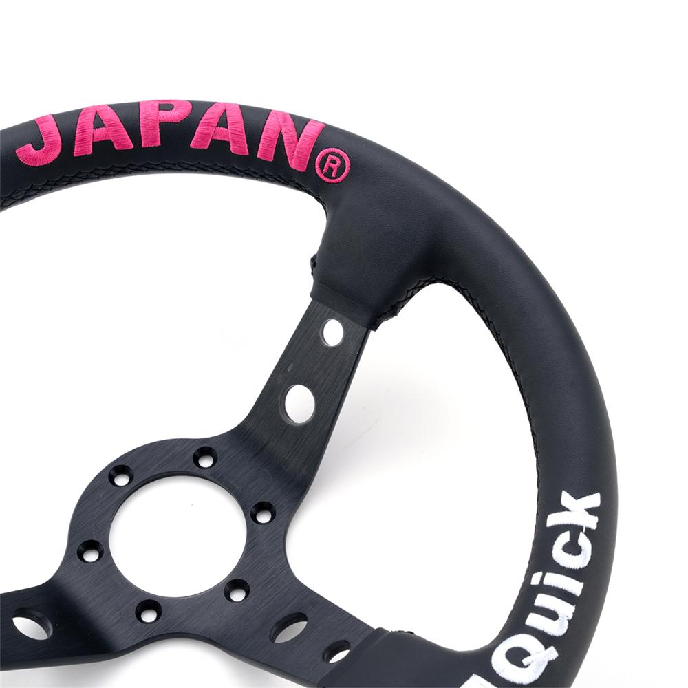 3two6 power JDM 320mm Sports Steering Wheel Black Spoke Depth Racing Steering Wheel with 5mm Thick Bracket