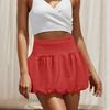 Ladies' Fashion Solid Color High Waist Skirt Double Layer Bubble Skirt Skirt