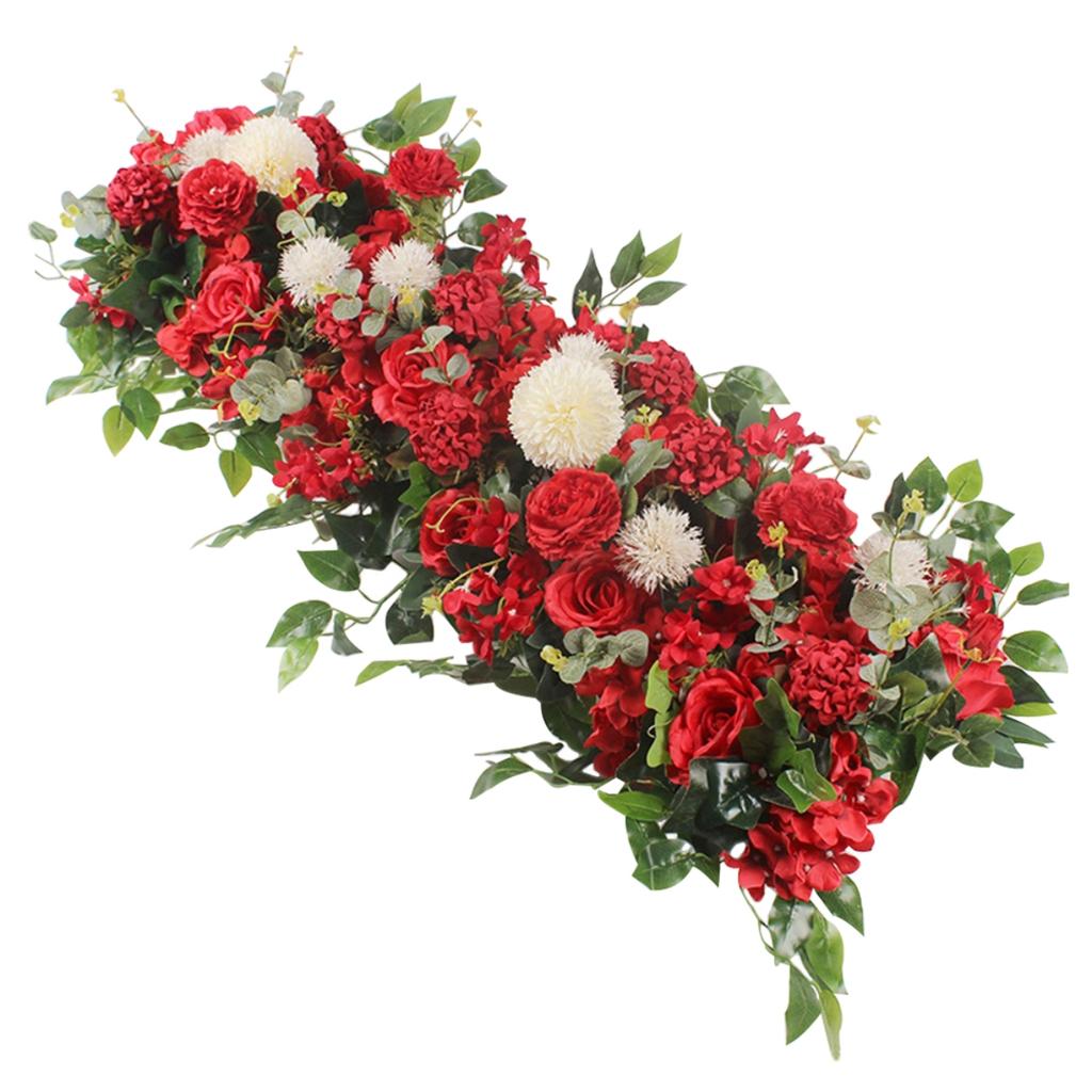 100cm Wedding Arch Flowers, Artificial Flowers Arrangement Swag, Silk Fake Peonies Rose Floral Row for Wedding Backdrop Decor DIY Party Ceremony