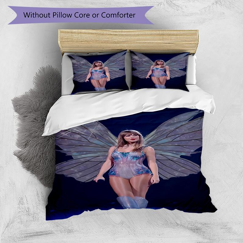 3pcs Taylor Swift pattern bedding set duvet cover set includes duvet cover &pillowcases, perfect all season bedroom decoration & gift