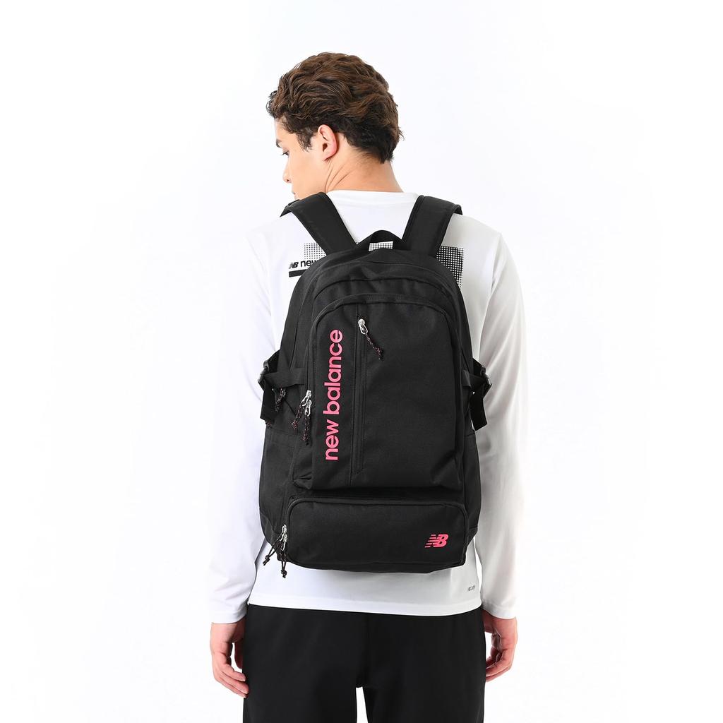 Рюкзак BIG Pocket Backpack Большая вместимость Школьный черный Клубный рюкзак для мероприятий 25 л A4 Хранение Прочный LAB55619 BKP OSZ [New Balance] (ЛАБ55619) (Черный/Розовый)