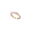 French Contemporary Style Adjustable Copper Ring With Cream Enamel Zirconia And