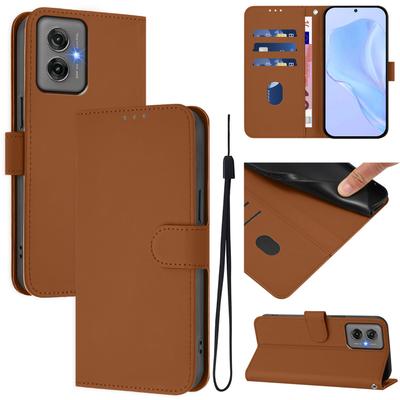 Чехол для Motorola Moto G55 5G Однотонный Кошелек Кожаный Чехол для Телефона с Ремешком