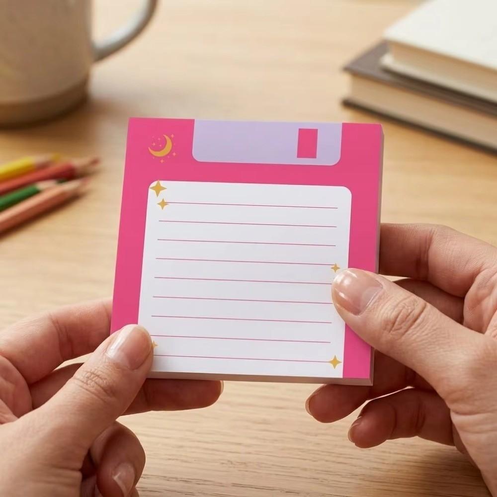 4pcs Set Celestial Moon Floppy Disk Sticky Notes Lined Sticky Note Book Home Office