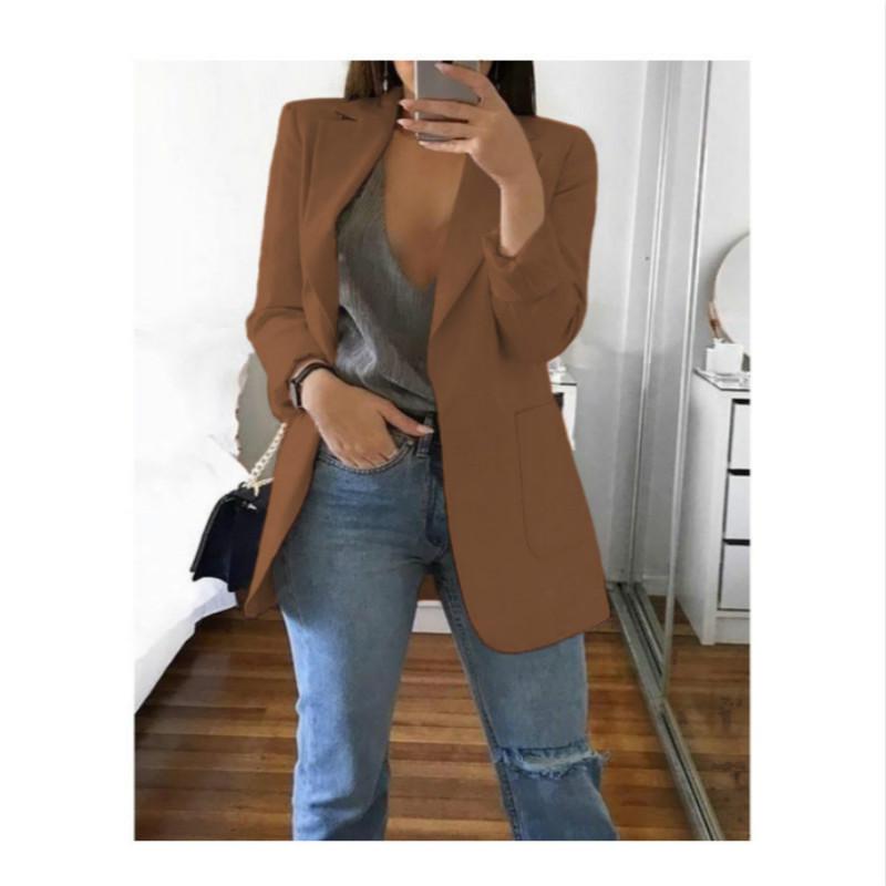 Women's Fashion Jacket Mid-Long Sleeve Single Breasted Casual Warm Jacket