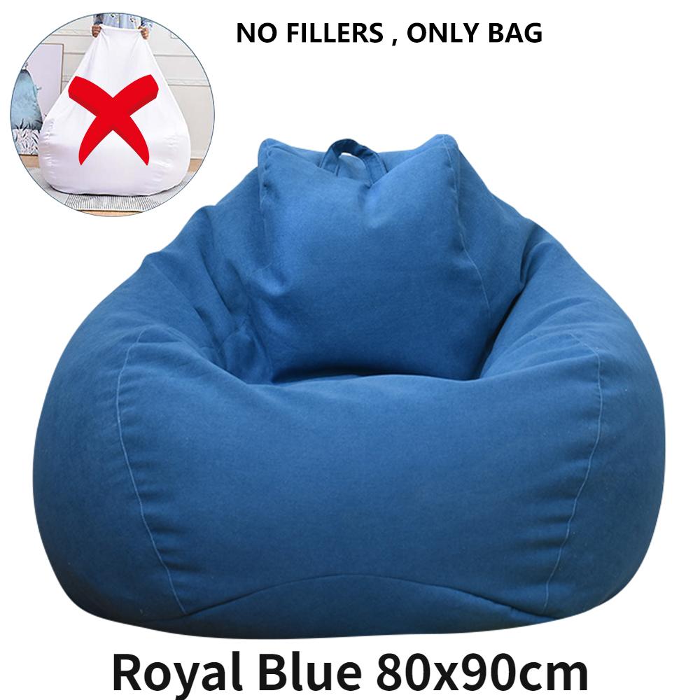 Lazy Sofa Cover Without Filler Linen Cloth Solid Lounger Bean Bag Sofa Covers Pouf Puff Couch Tatami Living Room Beanbags New