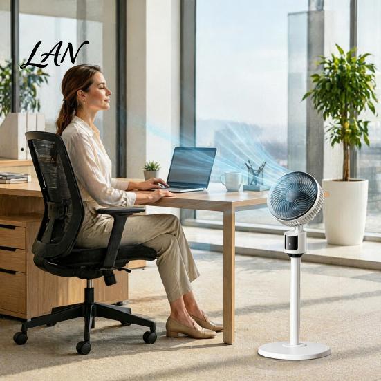 Living Room Fan Mini Floor Fan, Portable USB Air Circulation for Home Office, 3 Natural Breeze Speed Quiet Stand with 5m Airflow, Wide Angle