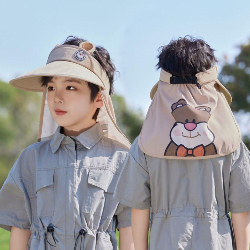 Quick Dry Kids Shawl Sun Hat Removable Baby Sun Protection Hat Fashion Cartoon Empty Top Hat Girls