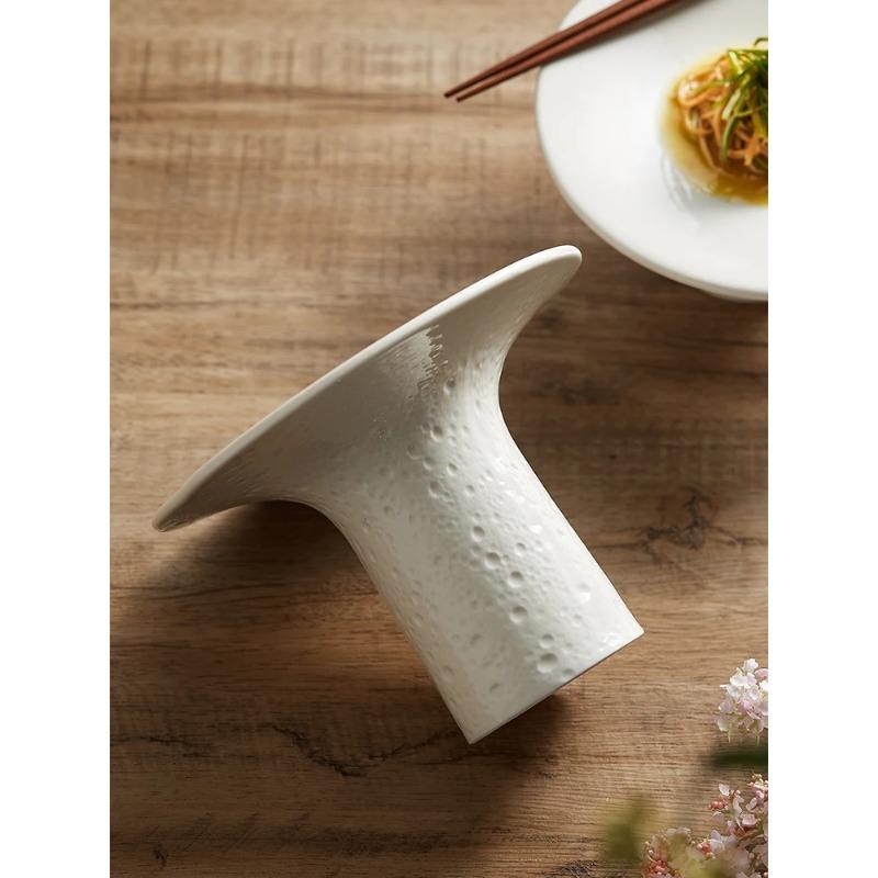 High Feet Ceramic Dinner Plates Fruit Plate White Round Salad Dessert Cake Snack Tray Decorative Plates Tableware Display Stand