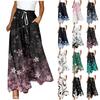 Женские брюки в стиле бохо с эластичным принтом и высокой талией, повседневные широкие брюки, длинные брюки с карманом