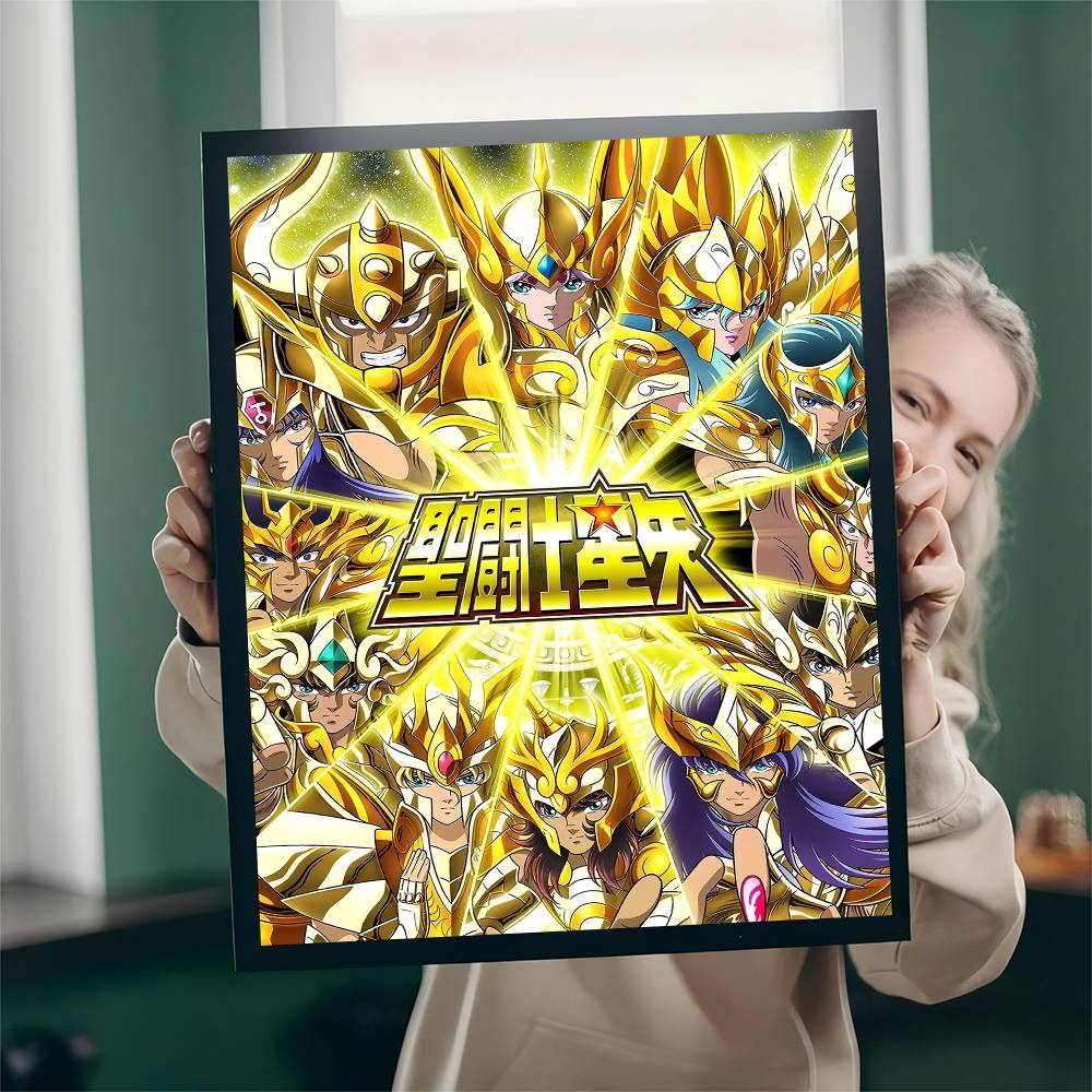 Classic Anime Saint Seiya Anime Posters Sticky Waterproof Paper Sticker Coffee House Bar Kawaii Room Decor