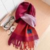 Wool scarf men's and women's winter blue plaid cashmere scarf high-end navy blue British style thickened new model