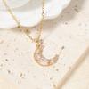 Moon Shape Pendant Necklace for Women Fashion Golden Stainless Steel Clavicle Chain Wedding Party Daily Wear Jewelry Accessories
