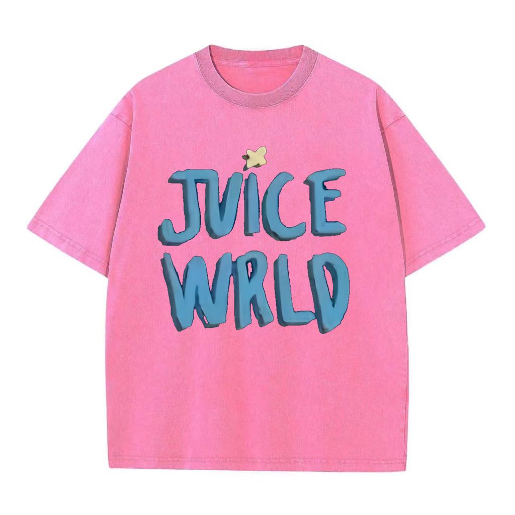 Ретро-стираемая винтажная футболка Мужская и женская футболка рэпера Juice Wrld Футболка City Fashion Футболка Популярная хип-хоп футболка