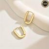 Элегантные U-образные золотые серьги-каффы из нержавеющей стали - Геометрический овальный дизайн
