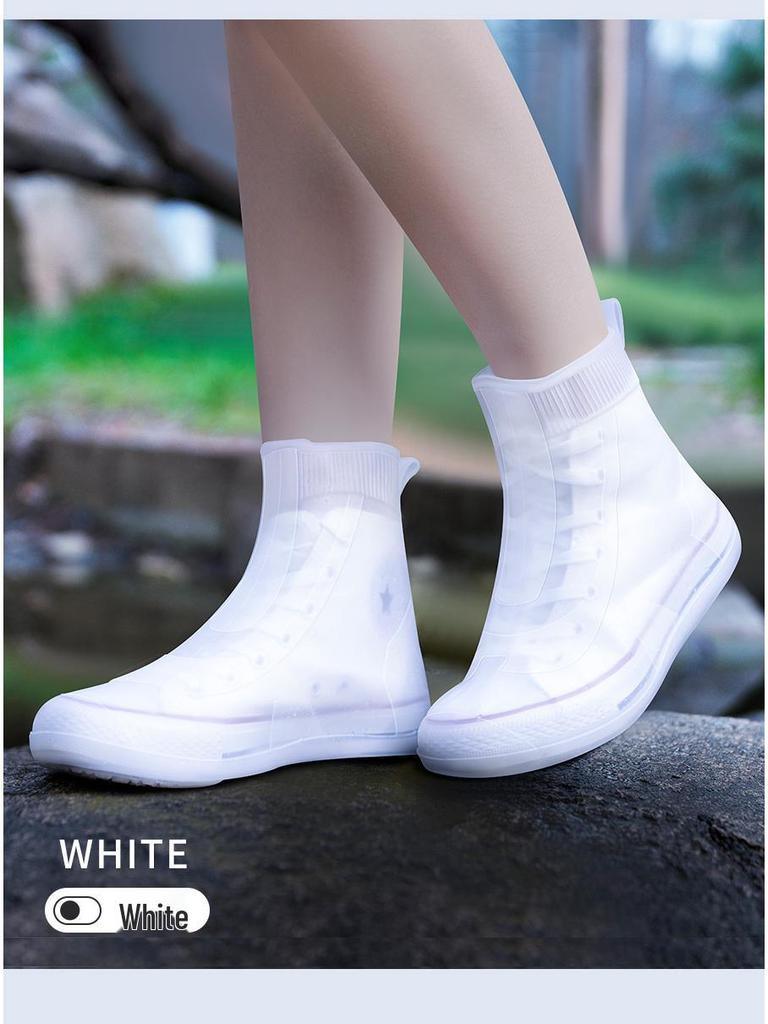 Унисекс Водонепроницаемые Нескользящие Силиконовые Резиновые Сапоги - Прочные, Утолщенные и Износостойкие для Дождливых Дней