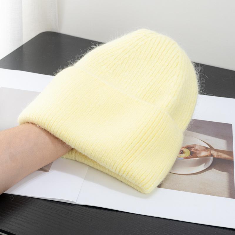 Корейская шапка с капюшоном из меха кролика карамельного цвета для женщин, теплая вязаная шапка, симпатичная корейская японская холодная шапка, вирусный тренд в Instagram