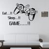 New Eat Sleep Game Wall Stickers Boys Bedroom Letter DIY Kids Rooms Decoration Art
