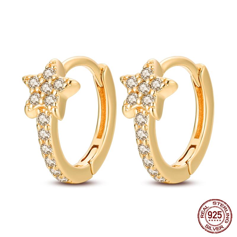 100% 925 Sterling Silver Rose Gold Heart Geometric Pave CZ Hoop Earrings for Women Wedding Engagement Birthday Jewelry Gift 2023
