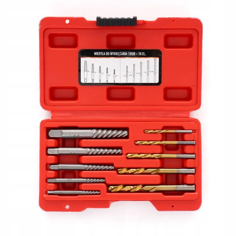 Set of drill bits for removing broken screws with a case 10 pcs Kraft&Dele
