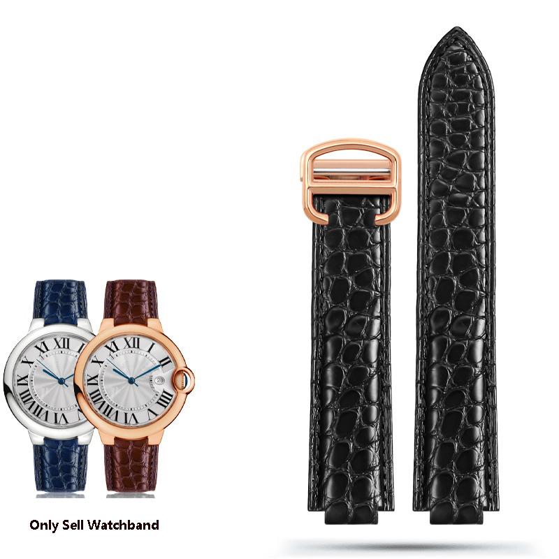 Ремешок для часов из крокодиловой кожи для Cartier Blue Balloon WSBB0025 W69012Z4 18-11мм 20-12мм 22-14мм Выпуклый ремешок для часов мужской женский