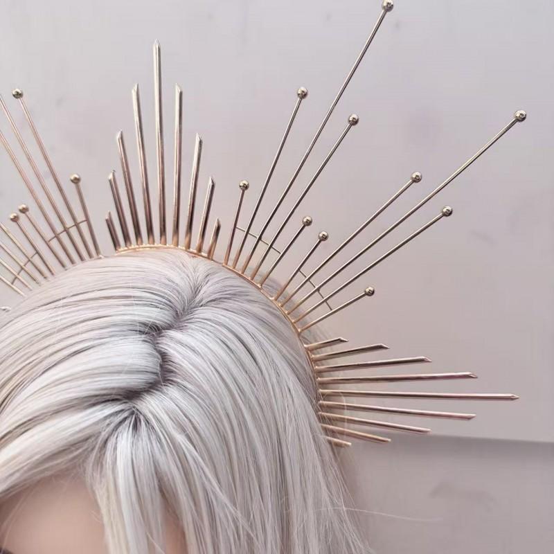 Gold Alloy Halo Crown Headband Halloween Costume Witch Accessory Fashion Statement Headpiece