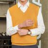 Sleeveless Loose Warm Sweater Vest Men Solid Color V-neck Pullover Waistcoat for Daily Wear