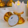 2-Pack Temple Flameless LED Lotus Candle with Base Safe and Smokeless Electronic Candle for Party Buddha-karya Festival