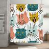 Vibrant Cat Shower Curtain Set Modern Animal Design for Bathroom Decorations 72x84 inches