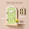 Mini Wooden Fairy Elf Door Set Simulation Balcony Fairy Door Cartoon Kids Toys  Home Decor