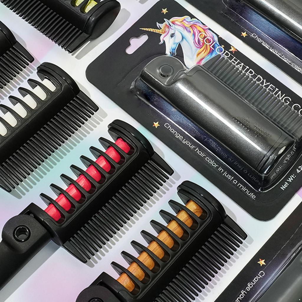 Temporary Hair Color Comb with Foldable Design for Quick Bright Hair Chalk Styling Non Toxic Washable Colorful Hairbrush for Adults Halloween Cosplay