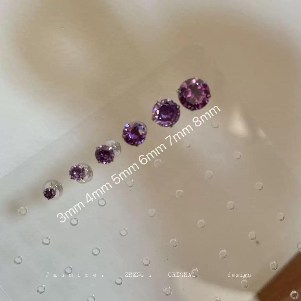 Серьги-гвоздики Beixi S999 из стерлингового серебра с цирконием - Супер блестящие, белые и фиолетовые, универсальные для хряща, удобные для сна