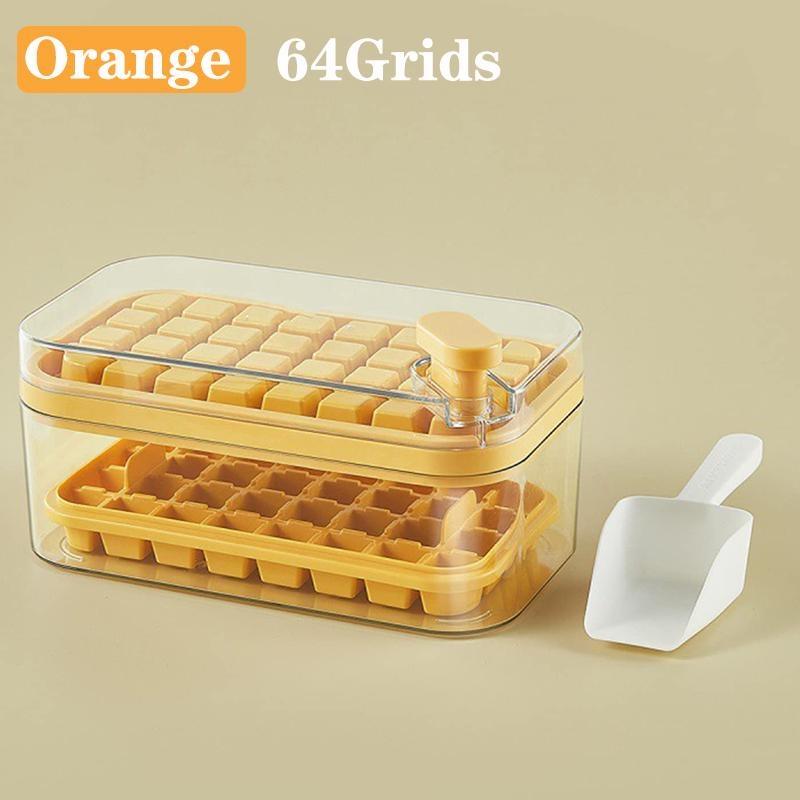 1 шт., пресс-форма для льда с одной кнопкой, коробка для формования льда 32/64 сетки, пластиковая форма для изготовления кубиков льда, форма для лотка для льда с коробкой для хранения с кухонным барным инструментом для прохладительных напитков