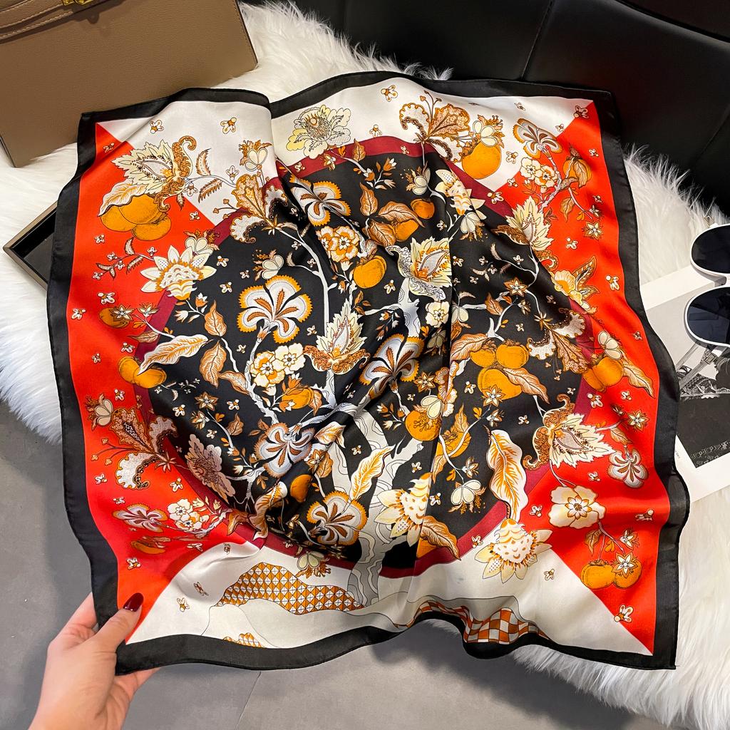 Новый роскошный принт 70*70 см шелковый квадратный шарф женский мягкий атласный ободок для волос шейный платок галстук женский ободок фуляр сумка лента подарок