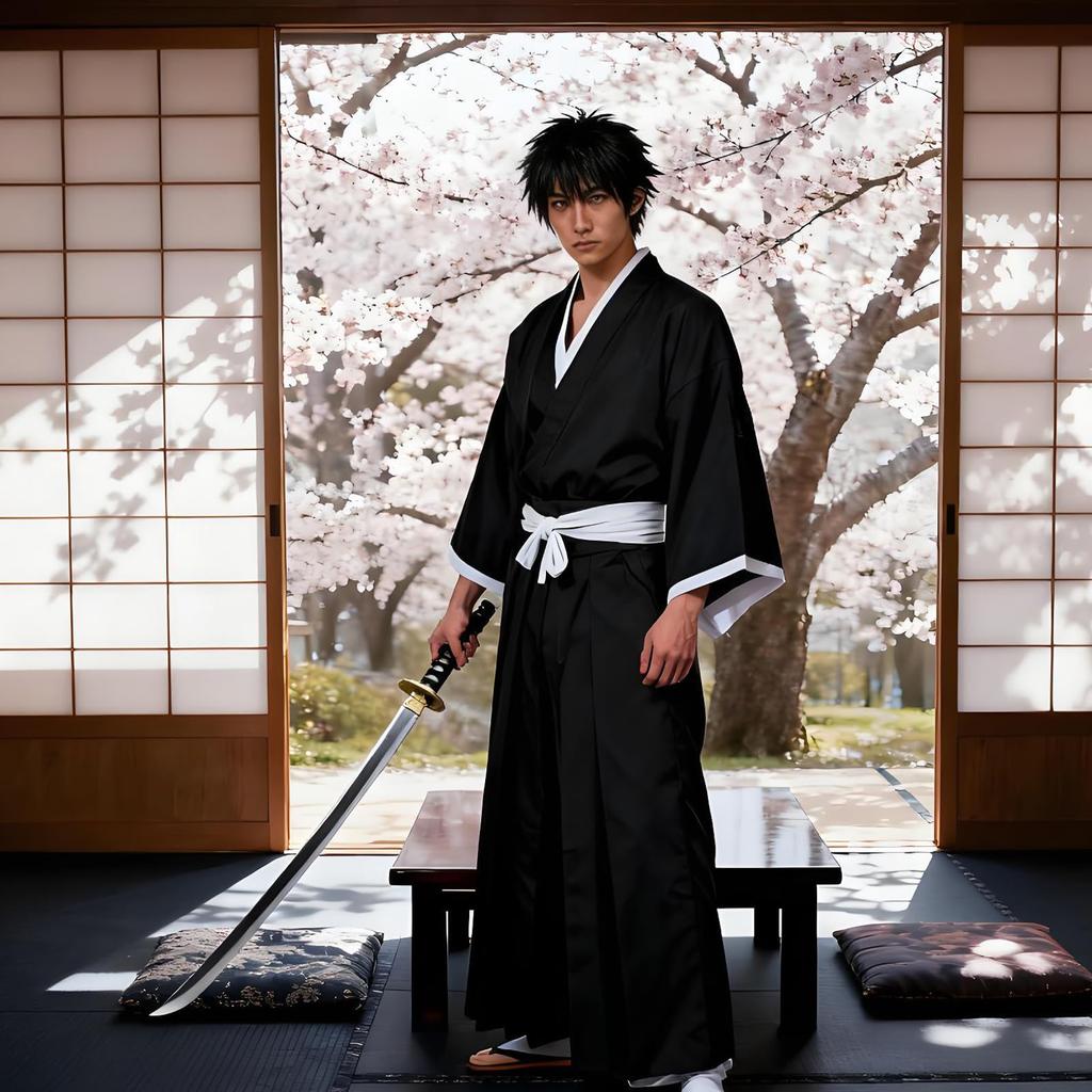 TUAHOUS BLEACH Kuchiki Rukia Cosplay Costume, Kendo Outfit, Halloween, School Festival, Event, Disguise (Size M)