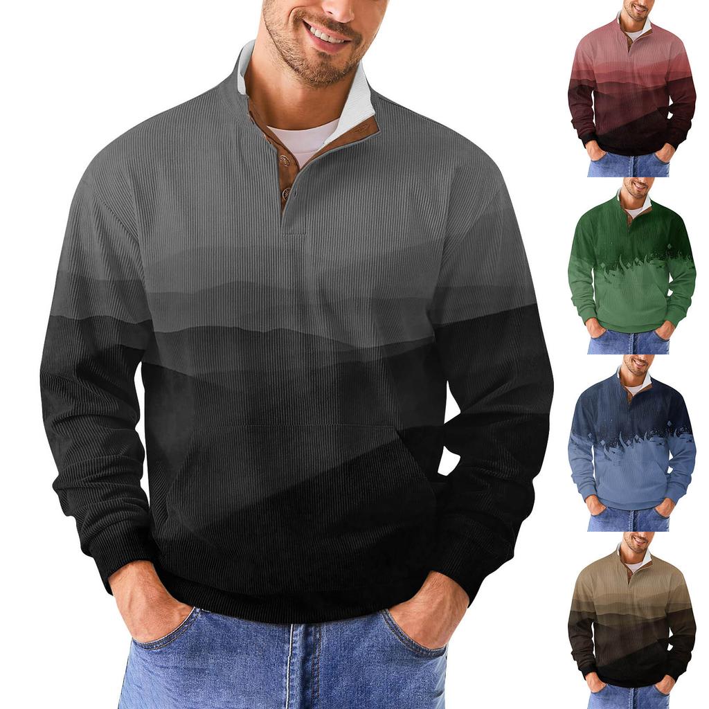 Мужская повседневная толстовка в стиле ретро с градиентным принтом