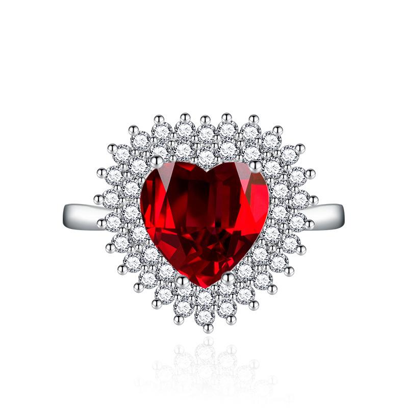 BELLA BOX Classic Love Heart Opening Resizable Rings For Women Zircon Engagement Party Fine Jewelry Gift