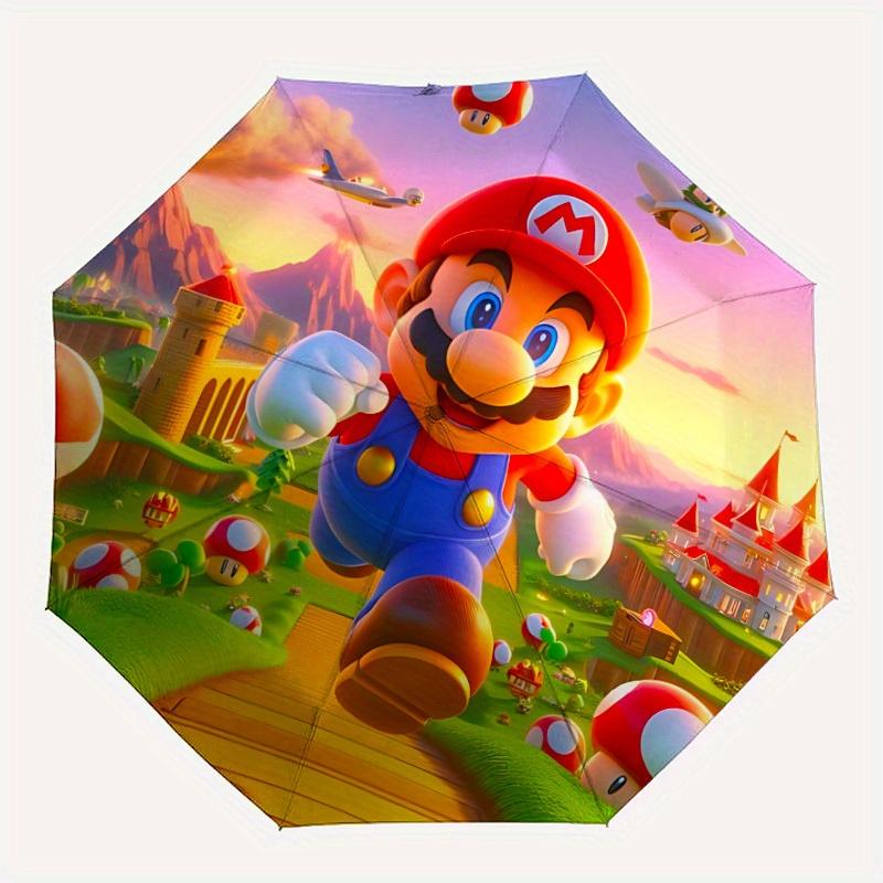 1 шт. Автоматический зонт Super Mario Bros, 8-спицевая конструкция, компактный, для путешествий на открытом воздухе, идеальный подарок на Хэллоуин, Рождество для друзей или семьи yy2508291