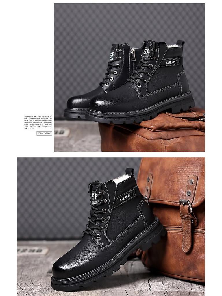 Мужские высокие кожаные хлопковые ботинки Northeast — теплые, с бархатной подкладкой для работы на открытом воздухе осенью/зимой и занятий альпинизмом.