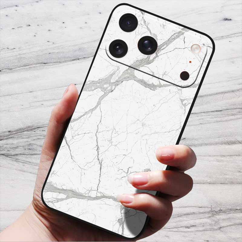 Marble Case For iPhone 16 Pro Max Black Edge Cover For iPhone17 Air 16e iPhone16 plus Luxury Silicone Phone Cases Soft TPU Bag