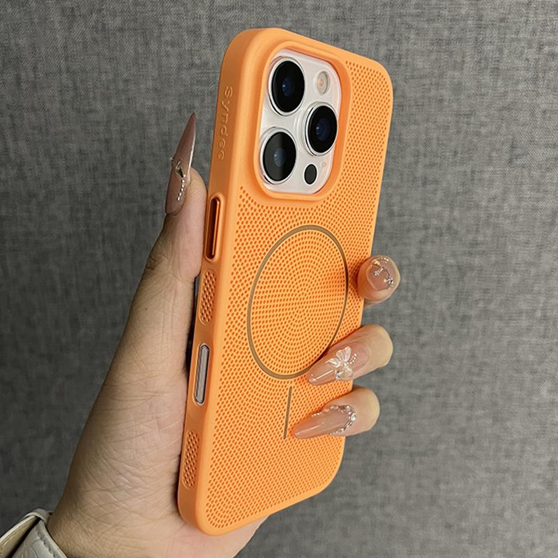 Роскошный сетчатый чехол с отверстиями для отвода тепла для iPhone 16 15 14 Plus 13 12 11 Pro Max для беспроводной зарядки Magsafe, тонкий чехол из твердого ПК