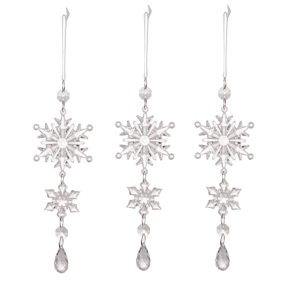 3 шт. Прозрачные подвески-снежинки на Рождество Веселое Рождество Украшение