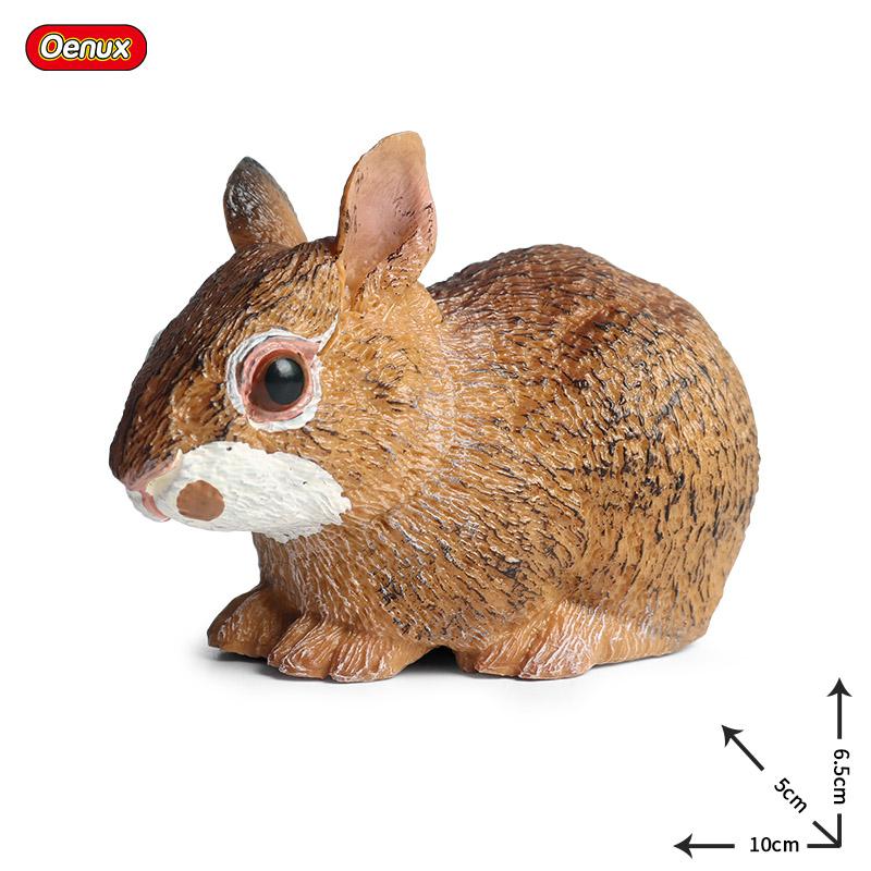 Oenux Lovely Farm Rabbit Bunny Model Action Figure Figurine Wild Desert Cottontail Hare Cute PVC Decoration Education Kid Toy