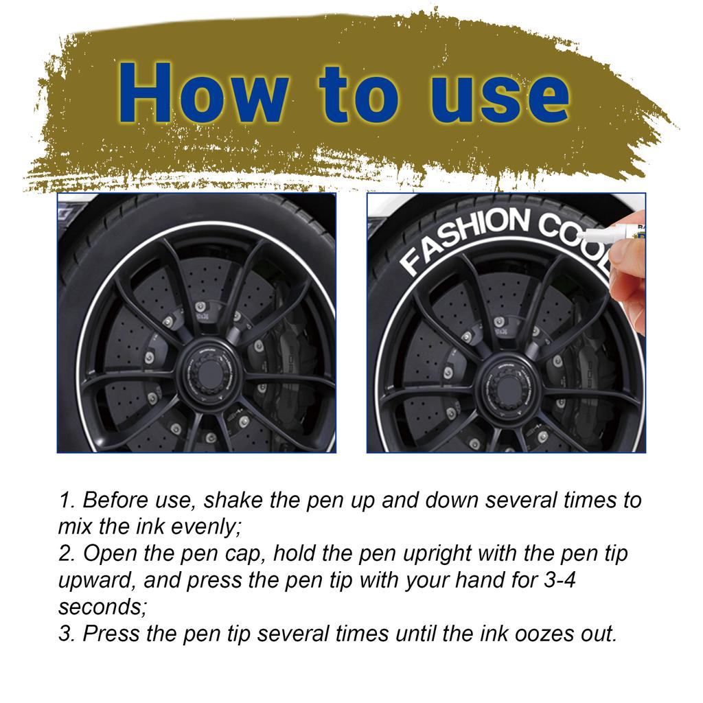 White Waterproof Cars Wheel Tire Oily Mark Pen Auto Rubber Tyre Paint Pen Cd Metal Permanent Paint Marker Graffiti Touch Up