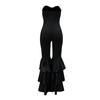 Women's New Fashion Sexy Bustier Solid Colour Pressed Pleated Lace Jumpsuit Female