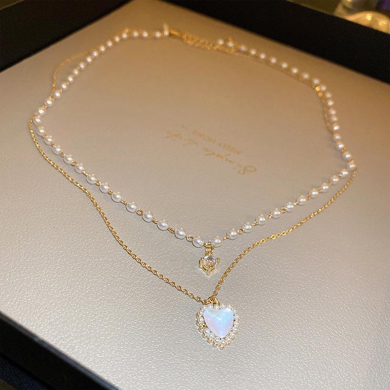 Французское ретро-колье с жемчужным цветком и надписью «Любовь», стильная цепочка на ключицу, подчеркивающая индивидуальность, украшение.